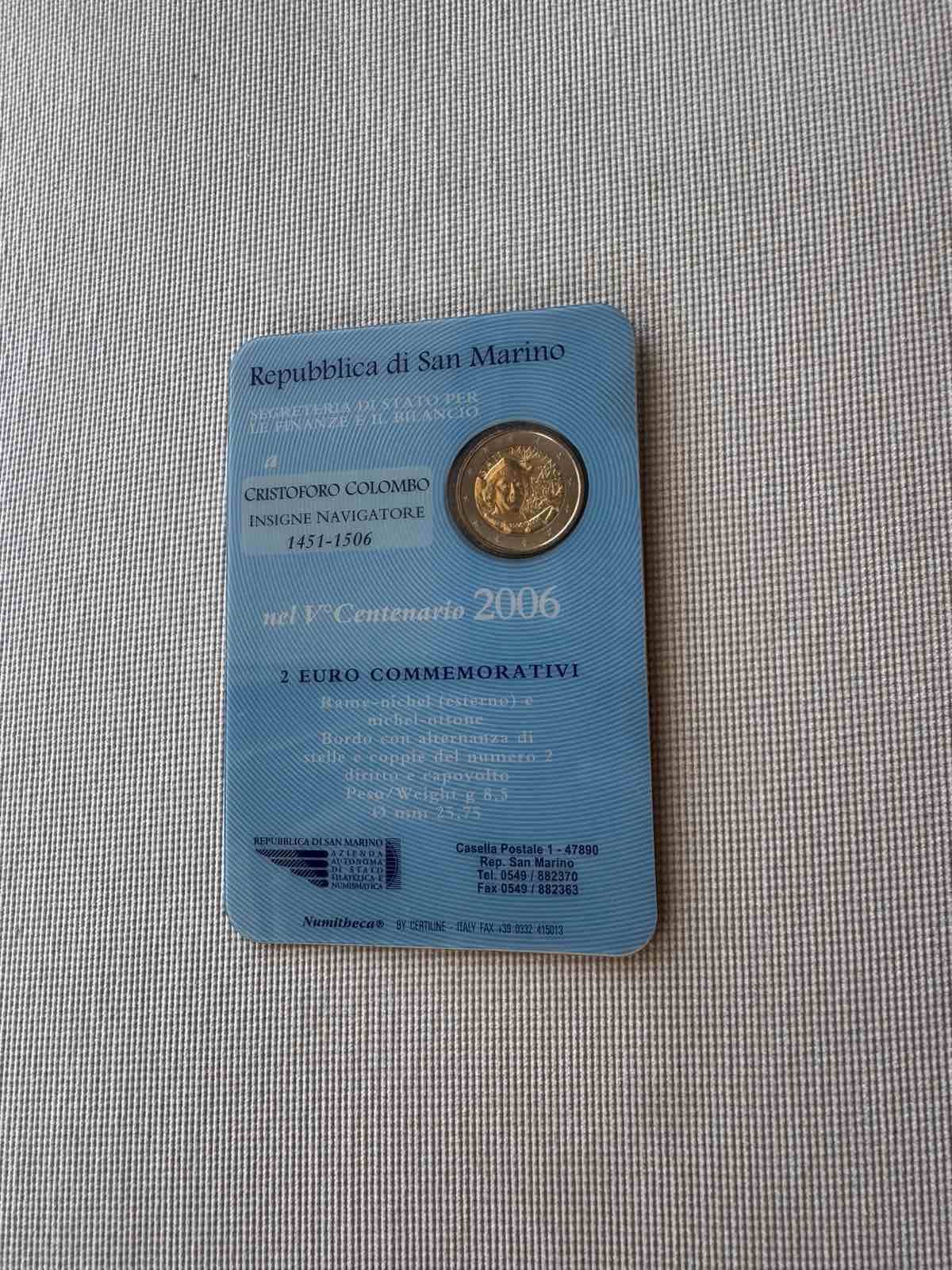 2006 (SM) - 500th Anniversary of the Death of Christopher Columbus (COINCARD)