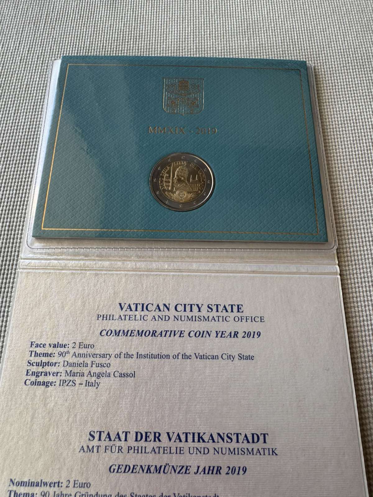 2019 (VA) - 90th Anniversary of the Foundation of the Vatican City State (Coincard) - Image 4