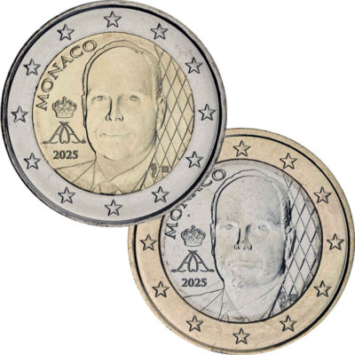 2025 (MC) - 1 and 2 euro coin Albert II - 2nd portrait